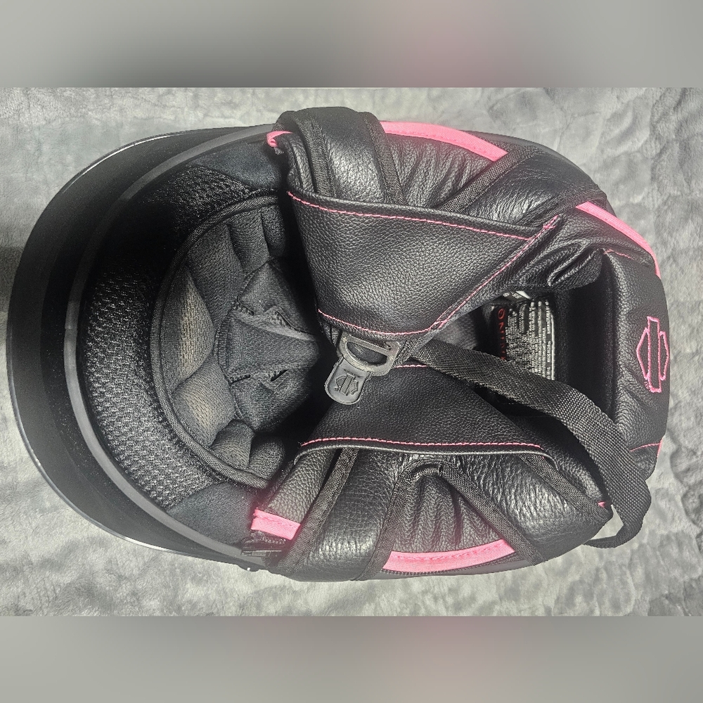 Harley-Davidson Womens Helmet Pink Bling Logo Hybrid 1/2 Helmet Black S/M - Picture 11 of 12